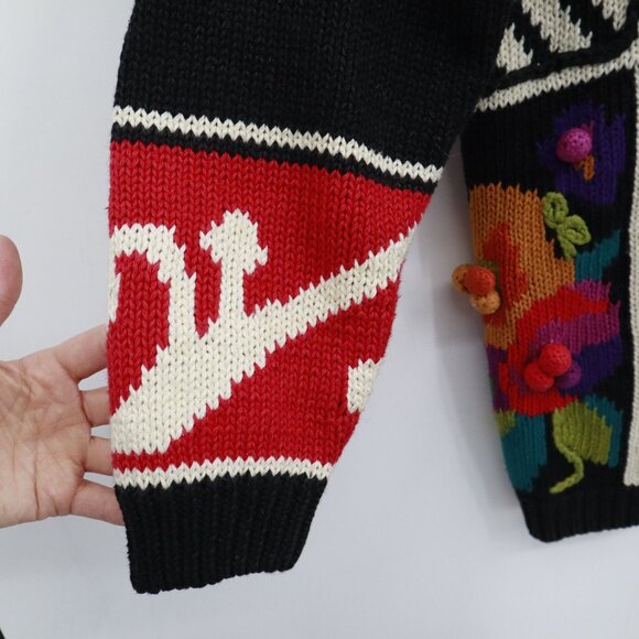 Rebecca Stone Patchwork Cardigan Womens L Black Boho Art To Wear Grandma Quirky - Picture 9 of 16